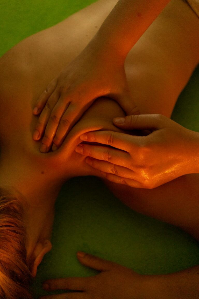 Calming massage therapy session focusing on wellness and relaxation.